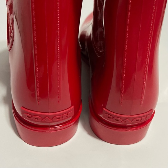 COACH Rivington Rain Boot Bootie Red Candy Apple Rubber NEW Women’s 8 - Picture 6 of 11